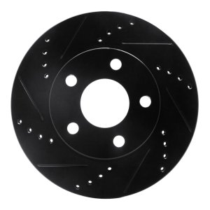 Buick LeSabre Brake Rotor (1) - Front Left - R1 Concepts - Drilled & Slotted - Black - `97-`05